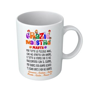 Tazza Personalizzato Nome Maestra Nomi Bambini Grazie Maestra – Dedica – Piccole mani strette con amore – Asilo – Materna – Alunni – Tazza – Scuola – Fine Anno Scolastico