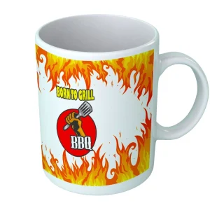 Tazza in Ceramica Born to Grill – Griglia – BBQ – Tazza con Fiamme – Tazza Simpatica Papà – Idea Regalo Tazza – Tazza per Uomo – Idea Regalo Uomo
