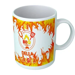 Tazza in Ceramica Griglia – Il Re della Griglia – BBQ – Tazza con Fiamme – Tazza Simpatica Papà – Idea Regalo Tazza – Tazza per Uomo – Idea Regalo Uomo
