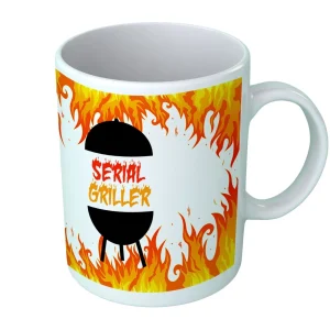 Tazza in Ceramica Griglia – Serial Griller – BBQ – Tazza con Fiamme – Tazza Simpatica Papà – Idea Regalo Tazza – Tazza per Uomo – Idea Regalo Uomo