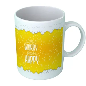 Tazza in Ceramica Birra – Don’t Worry Beer Happy – Tazza Uomo Birra – Idea regalo Papà – Tazza Simpatica Uomo – Idea Regalo Tazza – Idea Regalo Uomo