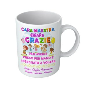 Tazza Maestra Personalizzato – Nome Maestra Nomi Alunni Cara Maestra Grazie per Averci preso per Mano – Insegnato a Volare – Brava Maestra – anno scolastico – Idea Regalo