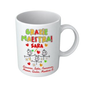 Tazza Personalizzabile – Nome Maestra Firme Bambini Grazie Maestra – Insegnante – Asilo – Scuola Materna – Elementare – Disegni – Bambini – Tazza – Alunni – Idea Regalo Maestre