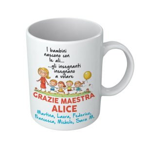 Tazza Maestra Personalizzato – Nomi Alunni Nome maestra – I bambini nascono con le ali gli insegnanti insegnano a volare – Maestra Tazza – Anno Scolastico – Idea Regalo