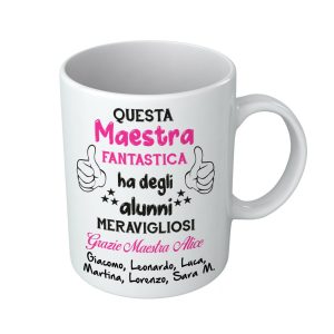 Tazza Maestra Personalizzabile – Nome maestra Nomi Bambini Maestra Fantastica Alunni Meravigliosi – Maestra Scuola Bambina Borsa – Bambino – Frasi e disegni