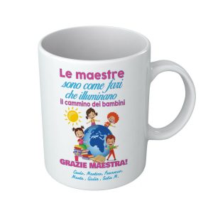 Tazza Personalizzato – Nomi Alunni Le Maestre sono come fari che illuminano il cammino dei bambini Maestra Elementari – Grazie – Borsa Regalo per Maestra