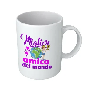 Tazza Amica – Compleanno Amica – Miglior Amica del Mondo – Regali Amica – Tazza in Ceramica Amica – Idea Regalo Amica – Regalo Compleanno Amica