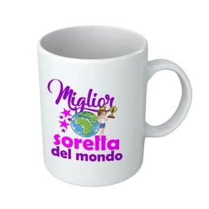 Tazza Sorella – Miglior Sorella del Mondo – Regali Sorella – Tazza in Ceramica Sorella – Idea Regalo Sorella – Tazza Compleanno Sorella – Regalo Compleanno Sorella