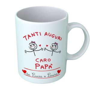 Tazza Festa del Papà [PERSONALIZZABILE] – Femminucce Tanti Auguri Caro Papà – [PERSONALIZZA NOMI] – Idee Regalo Festa del Papà – Tazza Festa Papà – Idea Regalo Papà