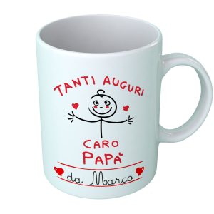 Tazza Festa del Papà [PERSONALIZZABILE] – Maschietto Tanti Auguri Caro Papà – [PERSONALIZZA NOME] – Idee Regalo Festa del Papà – Tazza Festa Papà – Idea Regalo Papà