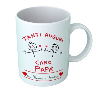 Tazza Festa del Papà [PERSONALIZZABILE] – Maschietti Tanti Auguri Caro Papà – [PERSONALIZZA NOMI] – Idee Regalo Festa del Papà – Tazza Festa Papà – Idea Regalo Papà
