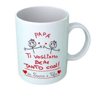Tazza Festa del Papà [PERSONALIZZABILE] – Femminucce Papà Ti Vogliamo Bene Tanto Così – [PERSONALIZZA NOMI] – Idee Regalo Festa del Papà – Tazza Festa Papà – Idea Regalo Papà