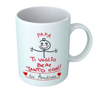 Tazza Festa del Papà [PERSONALIZZABILE] – Maschietto Papà Ti Voglio Bene Tanto Così – [PERSONALIZZA NOME] – Idee Regalo Festa del Papà – Tazza Festa Papà – Idea Regalo Papà