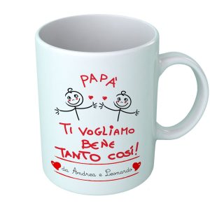 Tazza Festa del Papà [PERSONALIZZABILE] – Maschietti Papà Ti Vogliamo Bene Tanto Così – [PERSONALIZZA NOMI] – Idee Regalo Festa del Papà – Tazza Festa Papà – Idea Regalo Papà