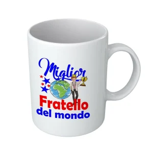 Tazza Fratello – Compleanno Fratello – Miglior Fratello del Mondo – Regali Fratello – Tazza Ceramica Fratello – Idee Regalo Fratello – Regalo Fratello Compleanno