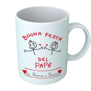 Tazza Festa del Papà [PERSONALIZZABILE] – Maschietto e Femminuccia Buona Festa del Papà – [PERSONALIZZA NOMI] – Idee Regalo Festa del Papà – Tazza Festa Papà – Idea Regalo Papà