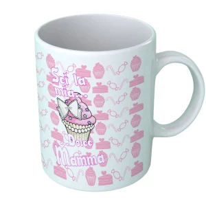 Tazza in Ceramica Mamma – Sei la mia dolce Mamma – Cupcake Mamma – Mamma ti voglio bene – Tazza Simpatica Mamma – Idea Regalo Cioccolato – Idea Regalo Mamma