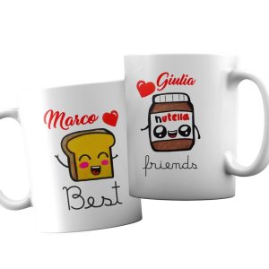 Coppia Tazze  Personalizzate – Amore – Migliore Amico – Best Friends – Latte e Cereali – [PERSONALIZZA NOMI] – Festa Innamorati – Maglietta – SanValentino – Idea Regalo Fidanzata – Regalo per Coppia