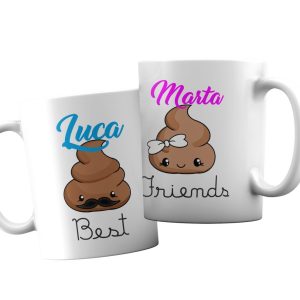 Coppia Tazze  Personalizzate – Amore – Popò simpatica- Best Friends- [PERSONALIZZA NOMI] – Festa Innamorati – Maglietta – SanValentino – Idea Regalo Fidanzata – Regalo per Coppia