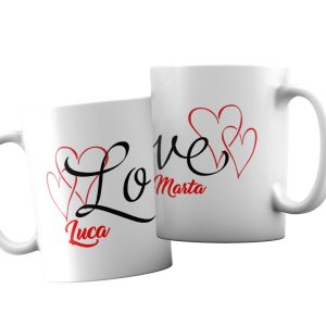 Coppia Tazze  Personalizzate – Amore – Love- Tazze  di coppia – [PERSONALIZZA NOMI] – Festa Innamorati – Maglietta – SanValentino – Idea Regalo Fidanzata – Regalo per Coppia