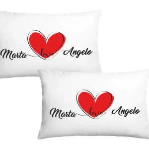 Coppia Tazze San Valentino Personalizzabili – Disegno Cuore – Amore – Tazze per Coppie – [PERSONALIZZA NOMI] – Idee Regalo Fidanzati