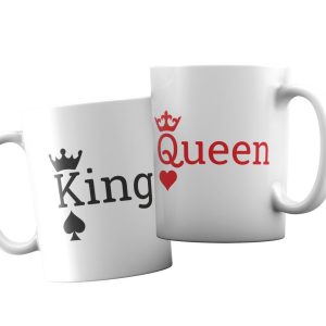 Coppia Tazze  Amore – King e Quenn- Re  e Regina – Festa Innamorati – Maglietta – SanValentino – Idea Regalo Fidanzata – Regalo per Coppia