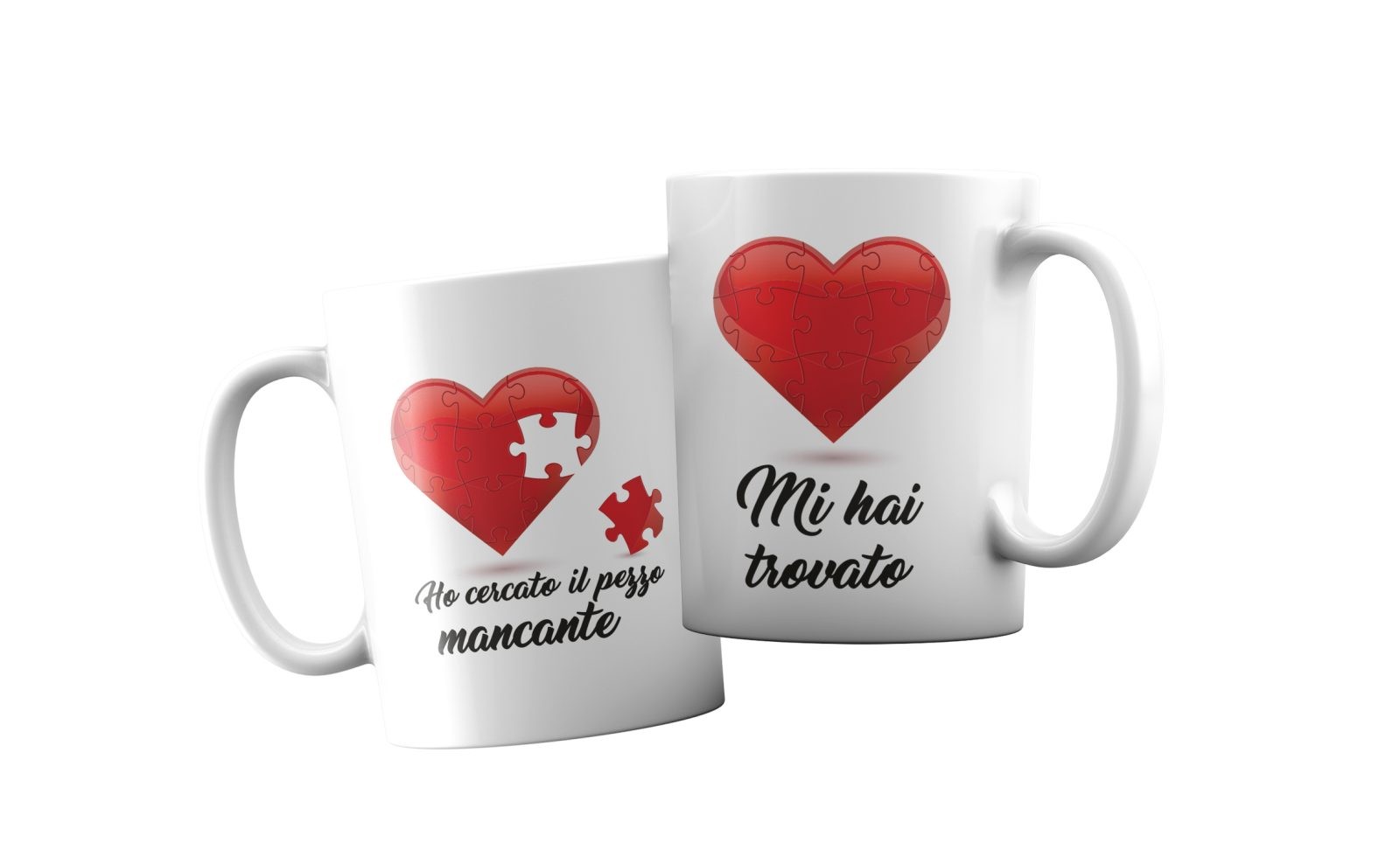 Coppia Tazze Amore – Puzzle pezzo mancante – Festa Innamorati – Maglietta – SanValentino – Idea Regalo Fidanzata – Regalo per Coppia - immagine 2