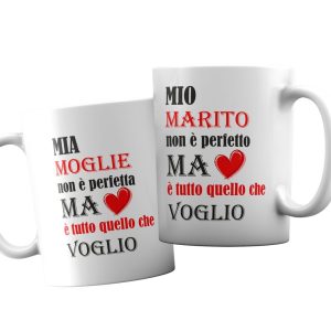 Coppia Tazze  Amore – Marito perfetto- Moglie perfetta- Festa Innamorati – Maglietta – SanValentino – Idea Regalo Fidanzata – Regalo per Coppia