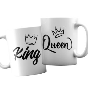 Coppia Tazze  Amore -King Quenn corona- Festa Innamorati – Maglietta – SanValentino – Idea Regalo Fidanzata – Regalo per Coppia