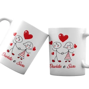 Coppia Tazze San Valentino Personalizzabili – Festa degli Innamorati – Coppia – Amore – Tazze per Coppie – [PERSONALIZZA NOMI] – Idee Regalo Fidanzati