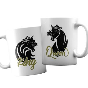Coppia Tazze  Amore – King – Queen -Lion – Festa Innamorati – Maglietta – SanValentino – Idea Regalo Fidanzata – Regalo per Coppia