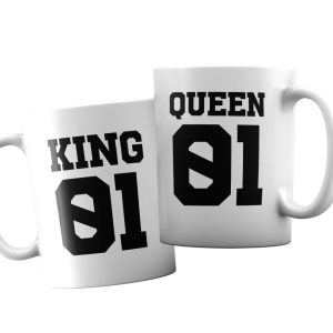 Coppia Tazze  Amore – King 01  -Queen 01 – Festa Innamorati – Maglietta – SanValentino – Idea Regalo Fidanzata – Regalo per Coppia