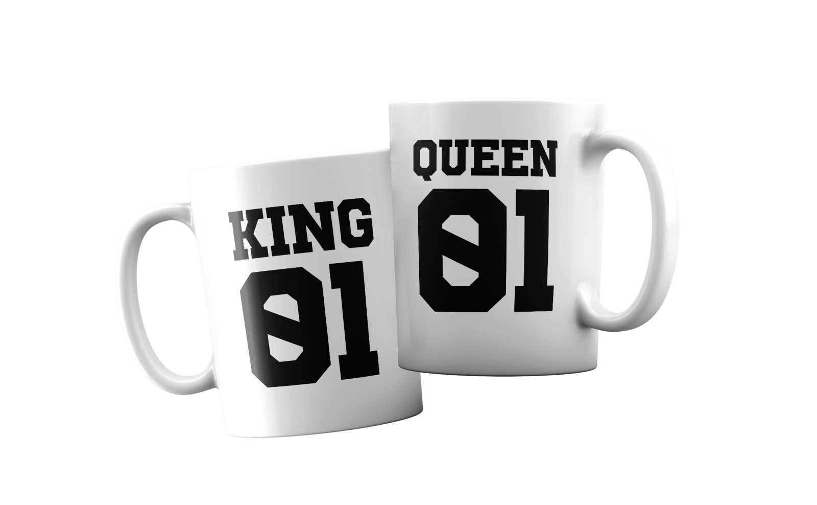 Coppia Tazze Amore – King 01 -Queen 01 – Festa Innamorati – Maglietta – SanValentino – Idea Regalo Fidanzata – Regalo per Coppia