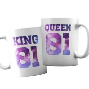 Coppia Tazze  Amore – King 01 – Queen 01 – Festa Innamorati – Maglietta – SanValentino – Idea Regalo – Regalo per Coppia