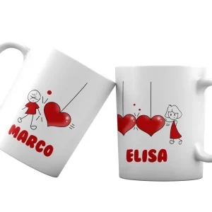 Coppia Tazze San Valentino Personalizzabili – Festa degli Innamorati – Colpo di Fulmine – Amore – Tazze per Coppie – [PERSONALIZZA NOMI] – Idee Regalo Fidanzati