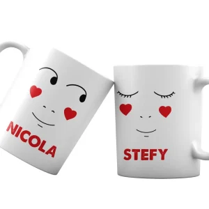 Coppia Tazze San Valentino Personalizzabili – Coppia Innamorata – Facce – Amore – Tazze per Coppie – [PERSONALIZZA NOMI] – Idee Regalo Fidanzati