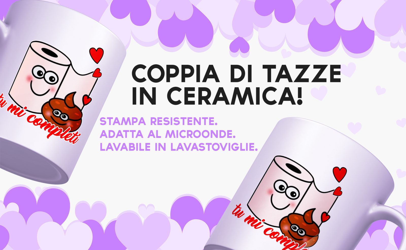 Coppia Tazze Amore -Tu mi completi – Festa Innamorati – Maglietta – SanValentino – Idea Regalo Fidanzata – Regalo per Coppia - immagine 3