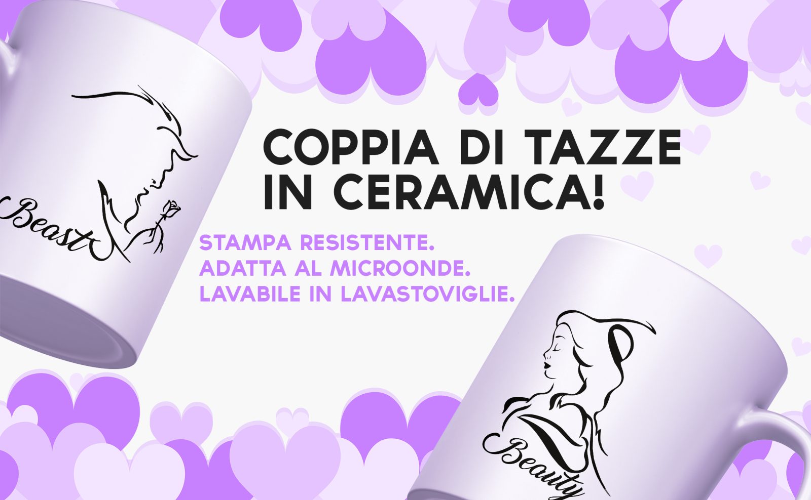 Coppia Tazze Amore – Beauty – Beast – Favola Amore – Festa Innamorati – Maglietta – SanValentino – Idea Regalo – Regalo per Coppia - immagine 3