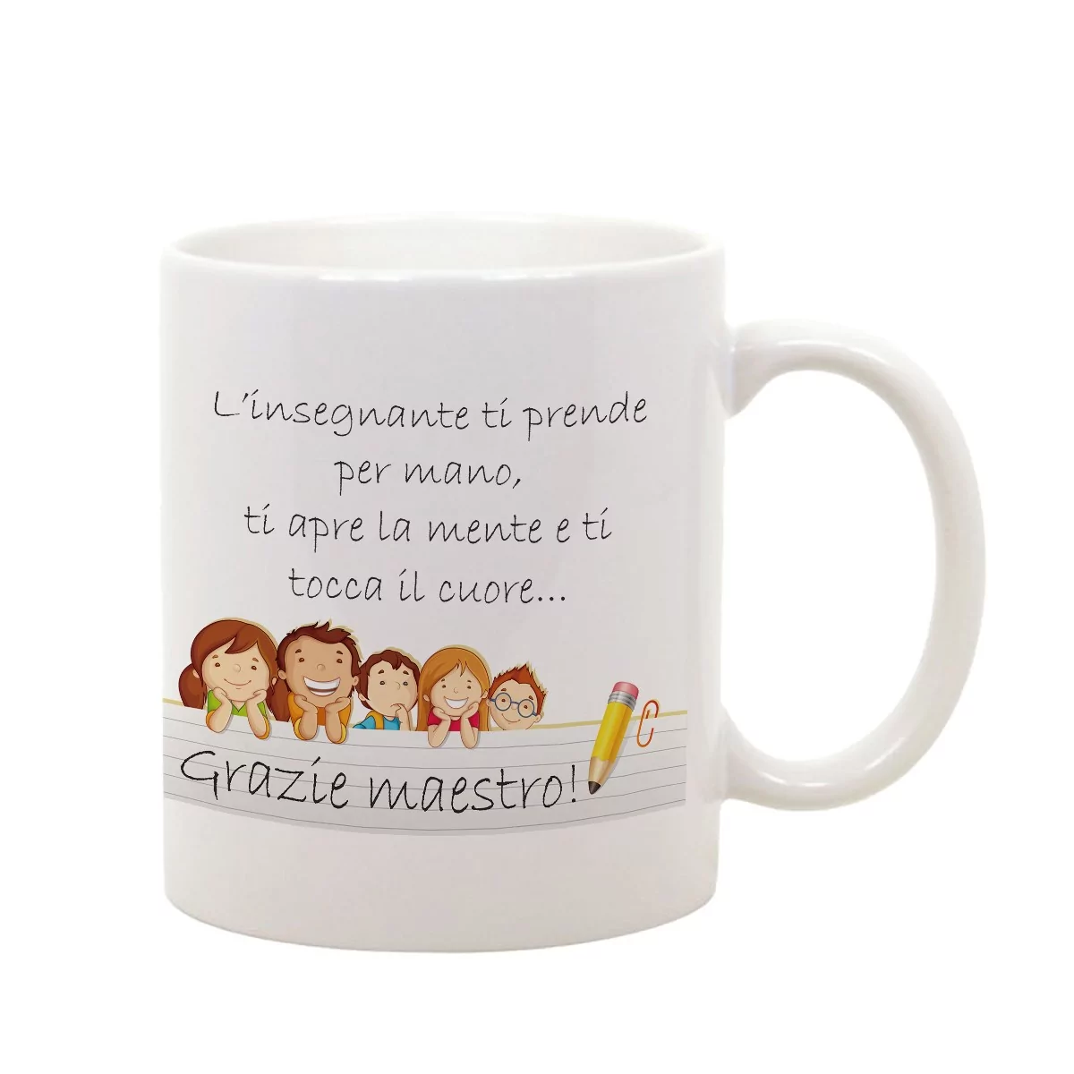 Tazza Maestro – L’insegnante Ti Prende per Mano, Ti Apre la Mente e Ti Tocca Il Cuore – Idee Regalo Maestro – Regalo Fine Anno Maestro - immagine 2