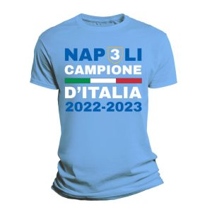Maglietta 3° Scudetto Napoli – Napoletani Campioni D’Italia 2022 2023 – Forza Napule – Napoletani – Uomo – Donna