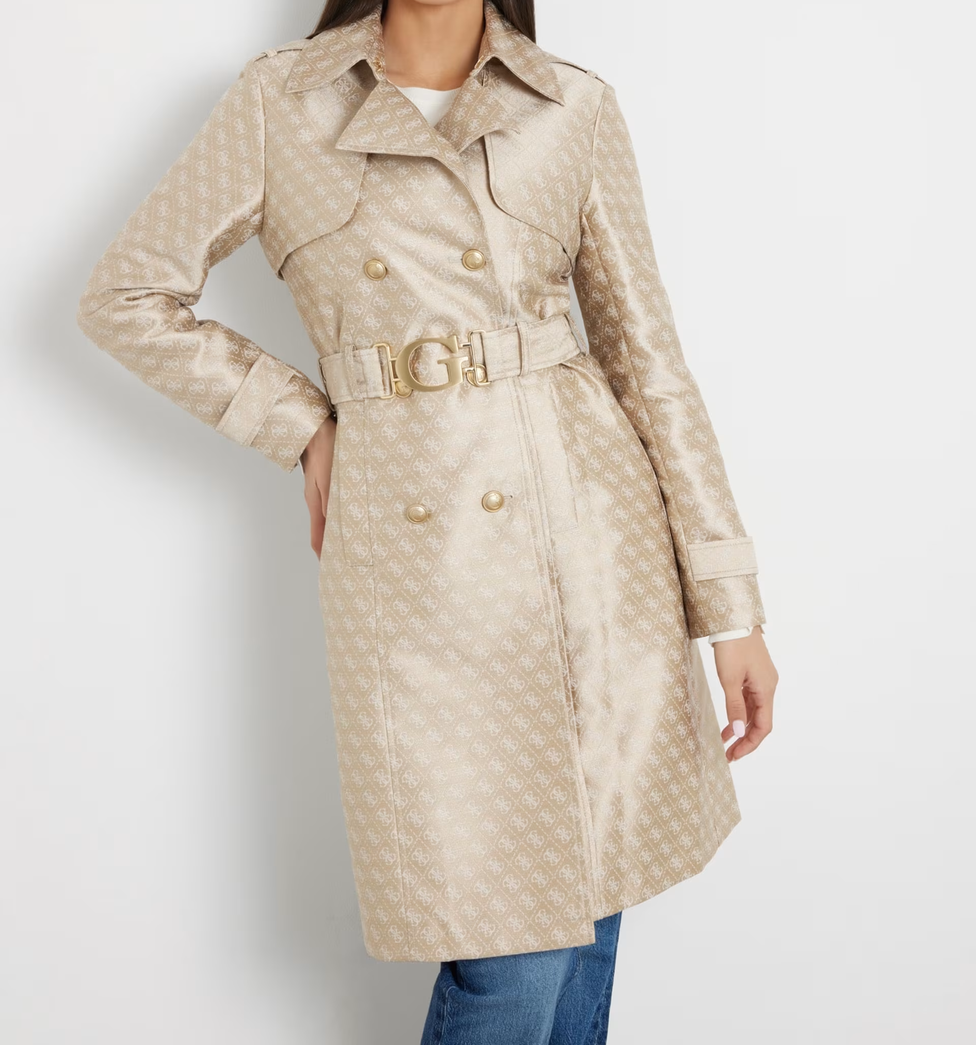 Guess Trench in jacquard con logo 4g W3YL03WFIR2 - immagine 2