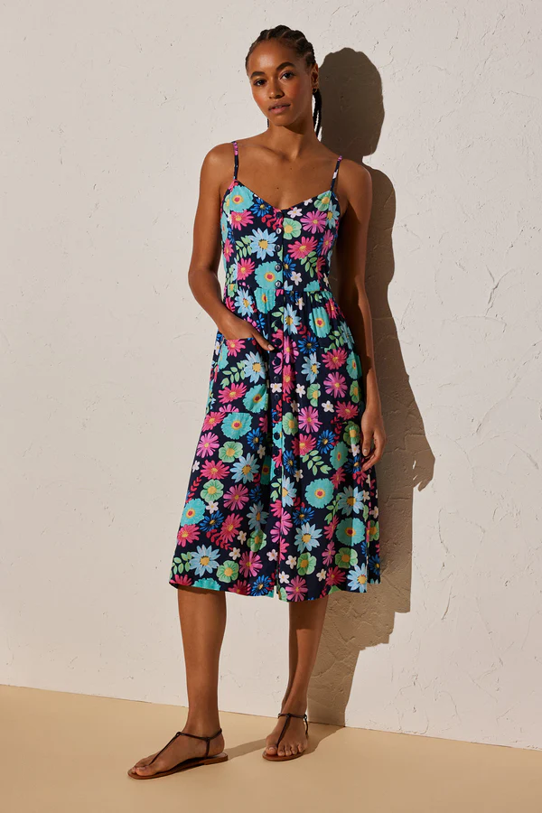 Ysabel Mora vestito midi floreale con bretelle regolabili - immagine 2