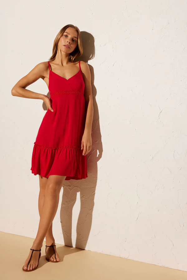 Ysabel Mora vestito rosso con ricamo sottoseno - immagine 2