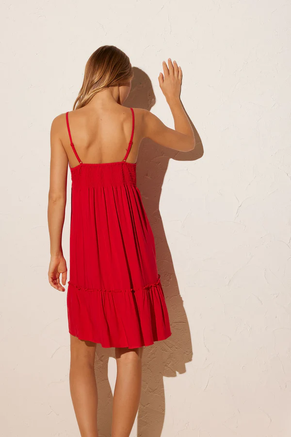 Ysabel Mora vestito rosso con ricamo sottoseno - immagine 3