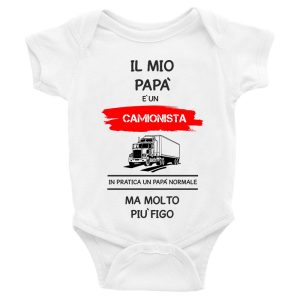 Body da neonato Il mio Papà è un camionista in pratica un Papà normale ma molto più figo – Body Neonato Festa del Papà – Body neonato Papà – mestieri- Body Neonato Divertenti – Idea Regalo
