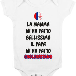 Body da Neonato – Body Neonato Calcio – La Mamma mi ha fatto Bellissimo, il Papà mi ha fatto cagliaritano – Body Neonato Divertenti – Idea Regalo Neonato