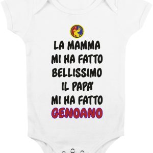 Body da Neonato – Body Neonato Calcio – La Mamma mi ha fatto Bellissimo, il Papà mi ha fatto genoano – Body Neonato Divertenti – Idea Regalo Neonato