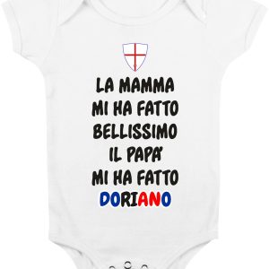 Body da Neonato – Body Neonato Calcio – La Mamma mi ha fatto Bellissimo, il Papà mi ha fatto doriano – Body Neonato Divertenti – Idea Regalo Neonato