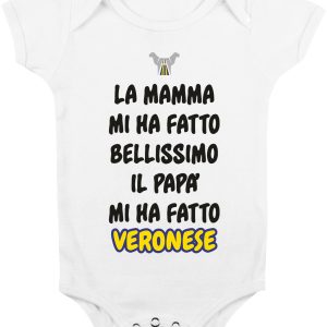 Body da Neonato – Body Neonato Calcio – La Mamma mi ha fatto Bellissimo, il Papà mi ha fatto veronese – Body Neonato Divertenti – Idea Regalo Neonato