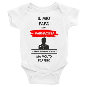 Body da neonato il mio Papà è un farmacista in pratica un Papà normale ma molto piu’ figo – Body Neonato Festa del Papà – Body neonato Papà – mestieri – Body Neonato Divertenti – Idea Regalo